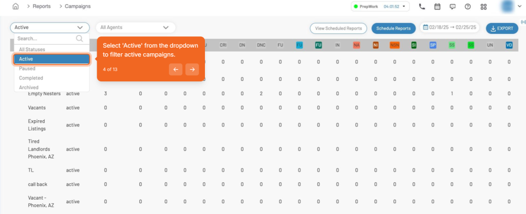 Campaigns Dashboard BatchDialer