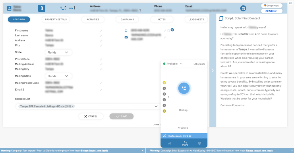 Batchdialer In app call scripts for agents