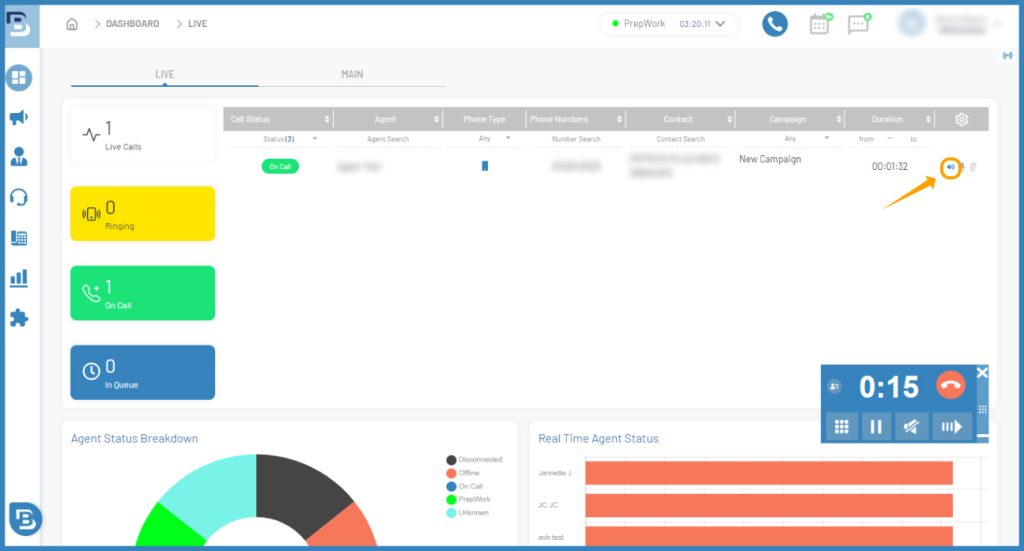 listen in batchdialer - functionality