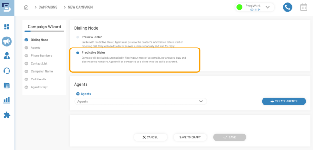 Predictive Dialing campaign in BatchDialer