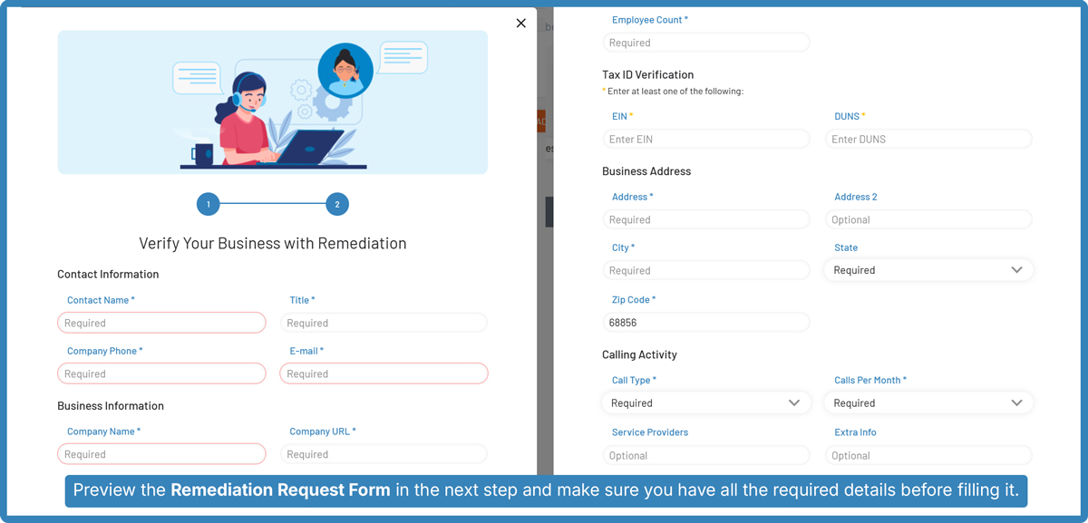 business verification pop up inside batchdialer