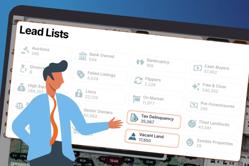 tax delinquency and vacant land lead lists in PropStream