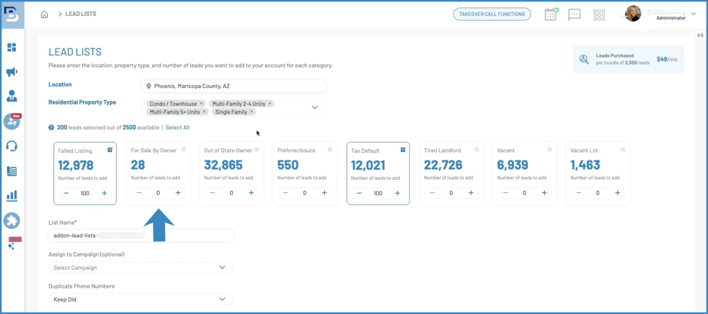 FSBO lead list in BatchDIaler